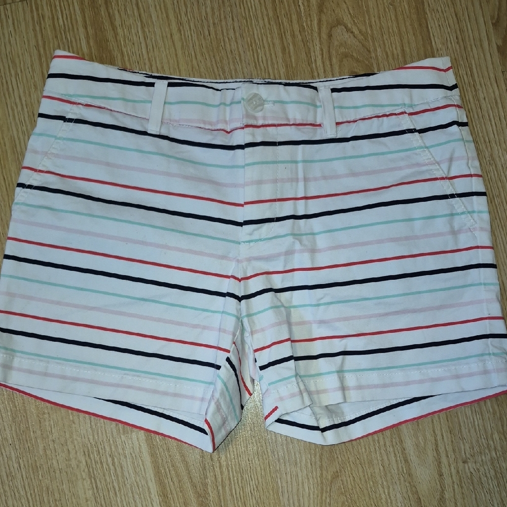 💥5/35 Womens Tommy Hilfiger White Shorts with Multicolor Stripes Size 6
